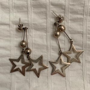 Sterling silver 925 hanging star earrings